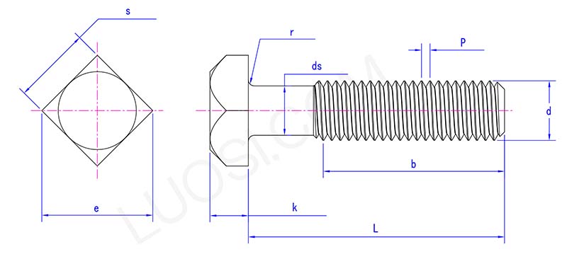 Small square head bolts